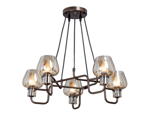 Подвесная люстра Vitaluce V4833-7/5S, 5хЕ14 макс. 40Вт коньячная бронза темная