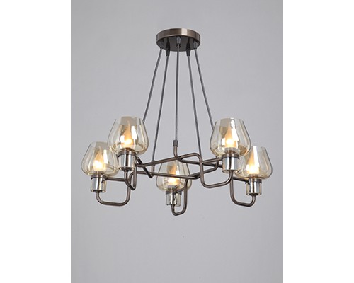 Подвесная люстра Vitaluce V4833-7/5S, 5хЕ14 макс. 40Вт коньячная бронза темная