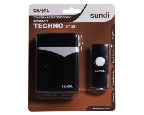 Звонок беспроводной Zamel TECHNO радиус 60м (питание от батареек) ST 251